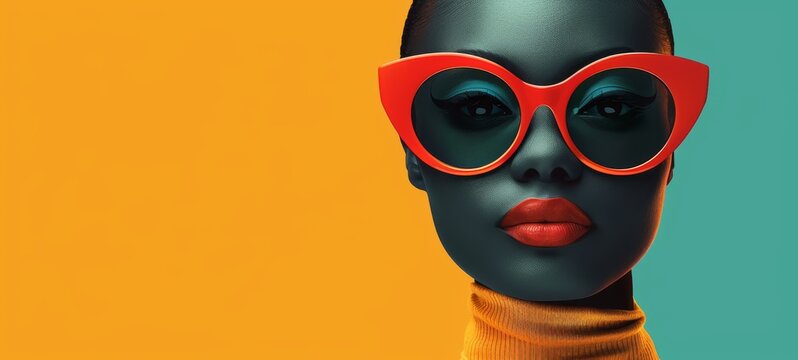 Stylized Kapre with sunglasses in vibrant mid-century colors dark teal, amber, squash, and vermillion, in flat vector design.
