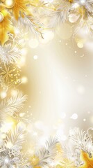 Golden And White Holiday Background With Glittering Lights