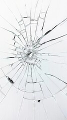 Close Up of a Broken Glass Window With Radial Cracks