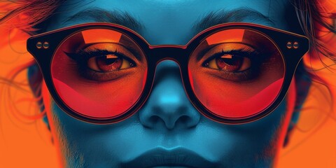 A fashionable Kulam in retro sunglasses, vibrant teal and tangerine colors, in a mid-century...