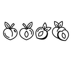 peach fruit slice icons vector design symbol simple flat illustration collections sets