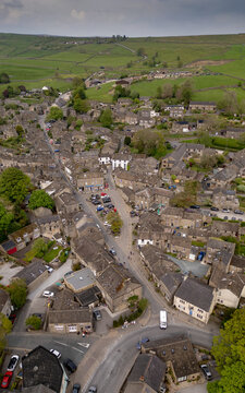 Grassington Yorkshire Dales. With its stone cottages, rather grand town hall  and busy cobbled square, this former leadmining village is a focal point for local and visitor activity. 
