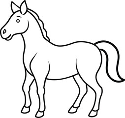 Horse black and white vector illustration for coloring book