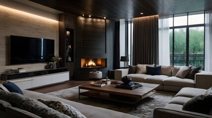 living room with fireplace