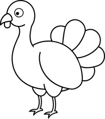 Turkey black and white vector illustration for coloring book