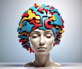 Colorful abstract depiction of a depressed human head representing mental health concept