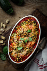 involtini roulés de légumes à la sauce tomate fromage et pesto courgette