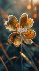 A flower with a heart shape is covered in frosting and has a stem. The frosting gives the flower a delicate and elegant appearance