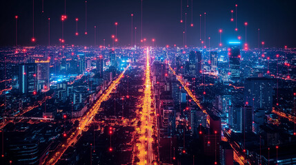 Obraz premium Smart city and communication network concept.