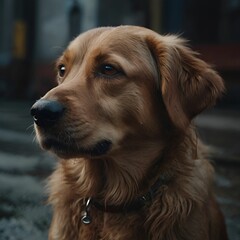 Obraz premium The dog looks sad It's like crying.