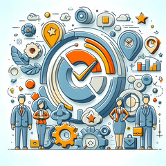 3D Flat Icon: Customer Satisfaction Concept with Copy Space on White Background