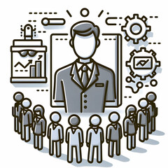 Customizable 3D Flat Icon Leadership Illustration with Blank Area for Text   Perfect for Management Plans