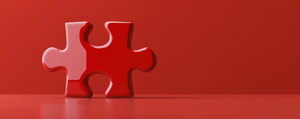 The puzzle pieces are red on a red background