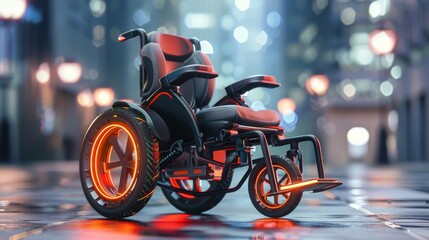 Fototapeta premium Illustration of an electric wheelchair with a lightweight, long-lasting battery for enhanced mobility