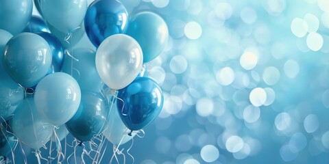 Blue Balloons Against a Blurred Blue Background