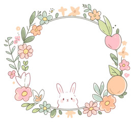 Obraz premium PNG Rabbit pattern cute art.