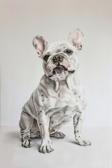Obraz premium Mix media art depicting a French bulldog in a seated position