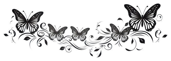 PNG Butterflies pattern creativity monochrome.