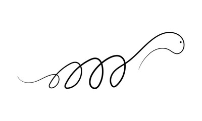 Vector snake, doodle. One line drawing of a snake.