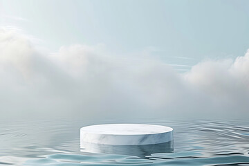 Concept of shop product or cosmetic display stands, skincare and medicine advertisement mock up. Advertising display stand product for skin care and cosmetic.