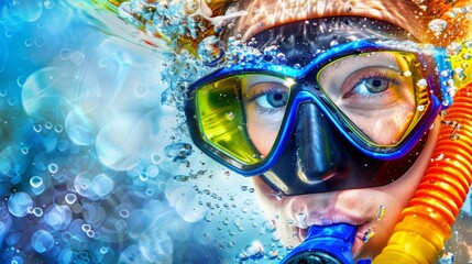 Underwater adventure with a young Caucasian female snorkeler