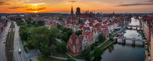 Beautiful panorama of Gdansk city at sunset, Poland © Patryk Kosmider
