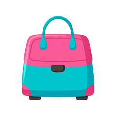 Traveling suitcase. Cabin luggage. Bright flat clipart