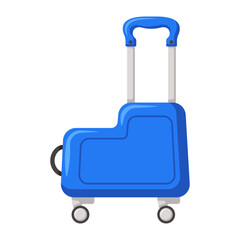 Traveling suitcase on wheels for kids. Cabin luggage or check in baggage. Bright flat clipart