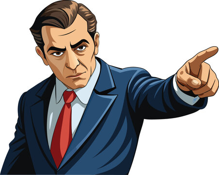 Serious businessman pointing his finger accusingly