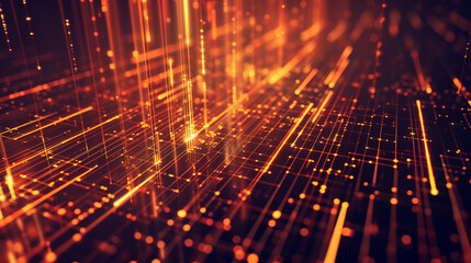 Obraz premium Orange and Brown glowing abstract geometric lines. PowerPoint and Business background.