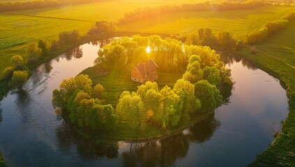 During the serene hours, an aerial view of Meadow Morning was captured, adding a touch of fantasy, making it the perfect wallpaper for your mobile devices
