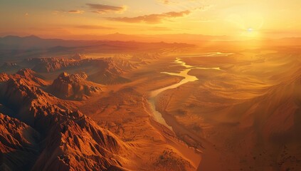 Naklejka premium In this breathtaking aerial view of the mountain range Morning, with a touch of fantasy, you will find your perfect background wallpaper for your Stock device.