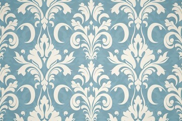 Blue and White Damask Floral Pattern