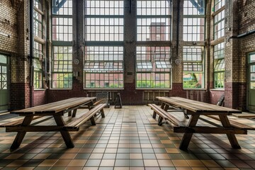 Utilizing stock artificial intelligence, this abandoned school building was transformed into a community center