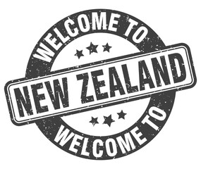 Welcome to New Zealand stamp. New Zealand round sign
