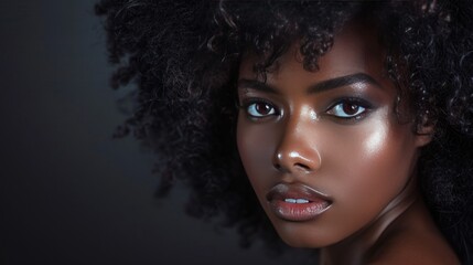 Fototapeta premium Close-up Portrait of a Woman with Curly Hair