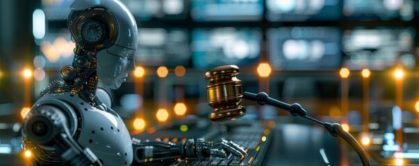 Fototapeta premium Circuit board-led AI Act regulates AI governance, ethics, and oversight.