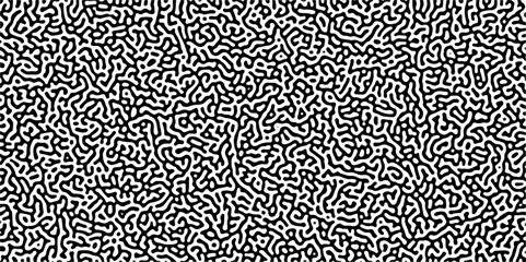 Turing reaction diffusion monochrome seamless pattern with chaotic motion .Linear design with biological shapes. Organic lines in memphis. abstract turing organic wallpaper background 