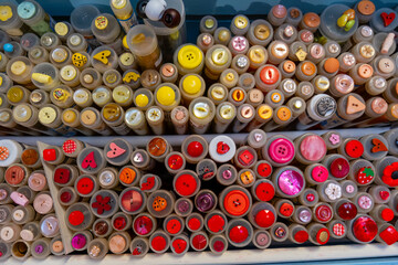 multi coloured group of buttons 