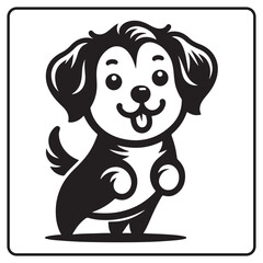 Happy Dog Silhouette Vector with White Background for coloring book and logo 
