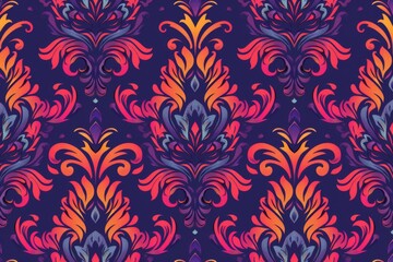 Intricate Damask Pattern in Vibrant Hues