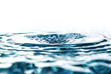 Crystal clear water with ripples on surface on transparent background