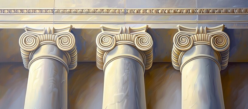 Illustration of three large pillars