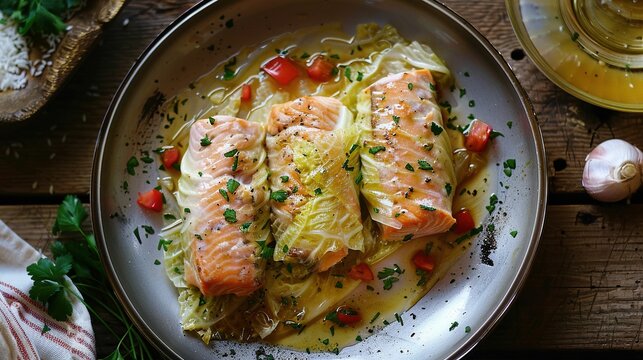 A cabbage rools in the white plate UHD wallpaper