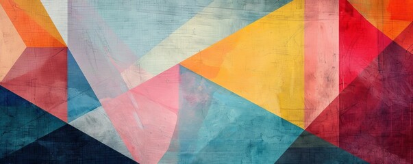 Kaleidoscopic interplay of geometric forms (triangles, rectangles) in an alluring spectrum