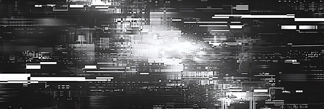 Modern abstract background, backdrop. Perfect for wallpapers, templates, and digital projects. Black and white abstract image with a glitch effect. AIG535