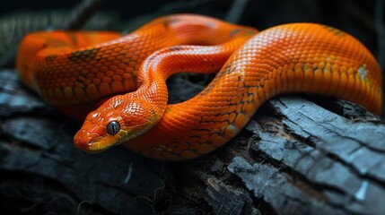 Naklejka premium Orange colour snake in the tree UHD wallpaper
