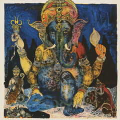 Obraz premium Lord Ganesh Removing Obstacles for Devotees Gen AI