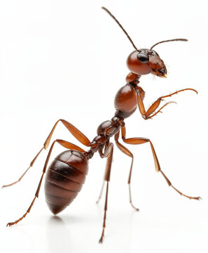 Big red ant standing on white background