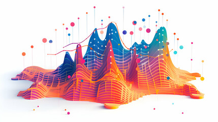 Obraz premium Abstract 3D Flat Icon: Glossy Project Data Points Concept in Cartoon Style